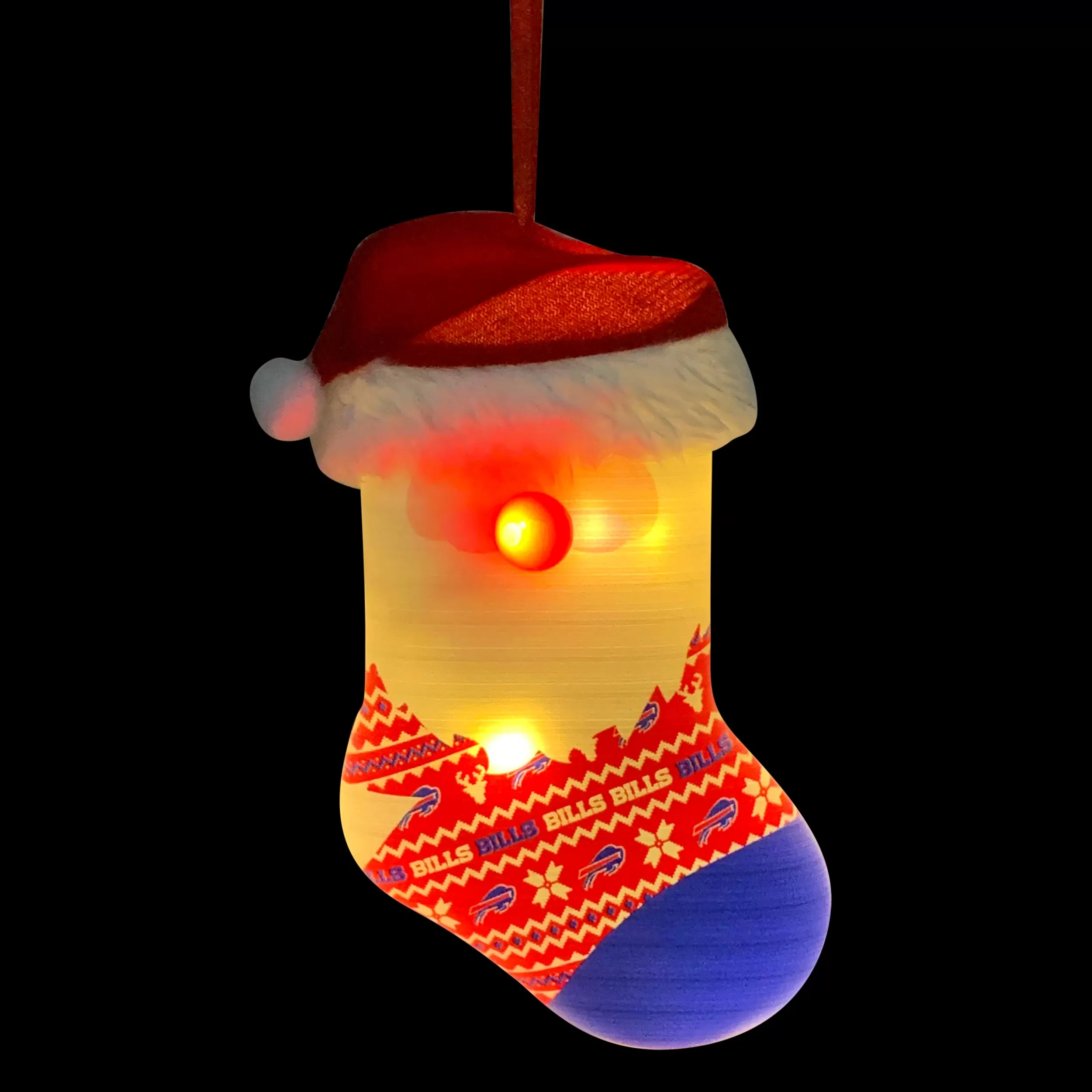 Buffalo Bills LED Stocking with Santa Hat Ornament