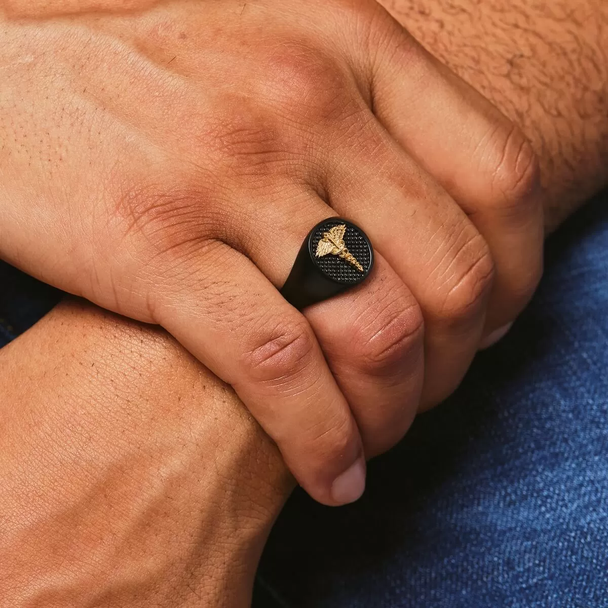 Caduceus Ring - Black