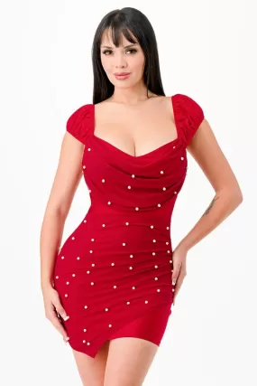 Cap Sleeve Pearl Mini Dress