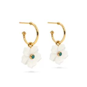 Capucine de Wulf Mermaid Garden Hoop Earrings with Flower Charm - MOP