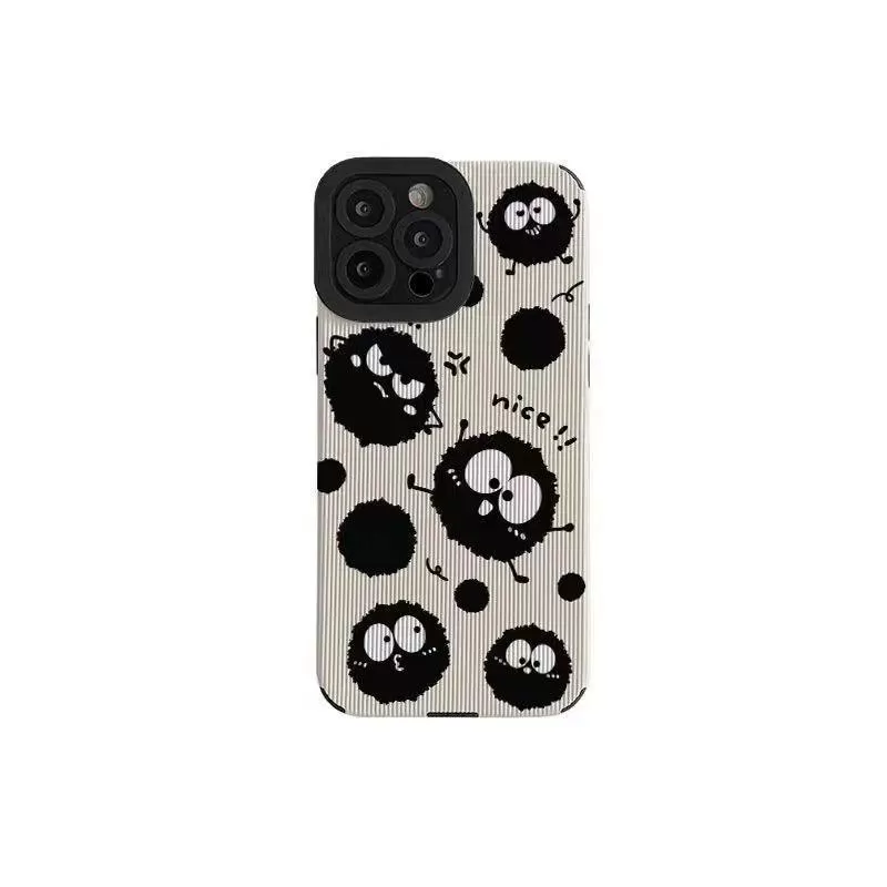 Cartoon Black Briquettes Funny Cute Phone Case for iPhone 6, 7, 8, X, XS, XS Max, XR, 11, 12, 13, 14, Pro Max, and Mini