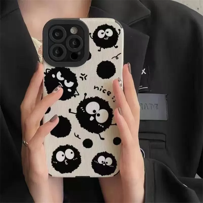 Cartoon Black Briquettes Funny Cute Phone Case for iPhone 6, 7, 8, X, XS, XS Max, XR, 11, 12, 13, 14, Pro Max, and Mini