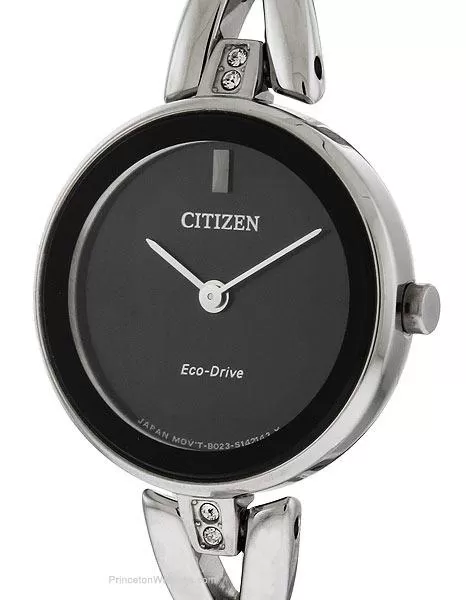 Citizen Eco-Drive Womens Silhouette - Swarovski Crystals -Stainless - Black Dial