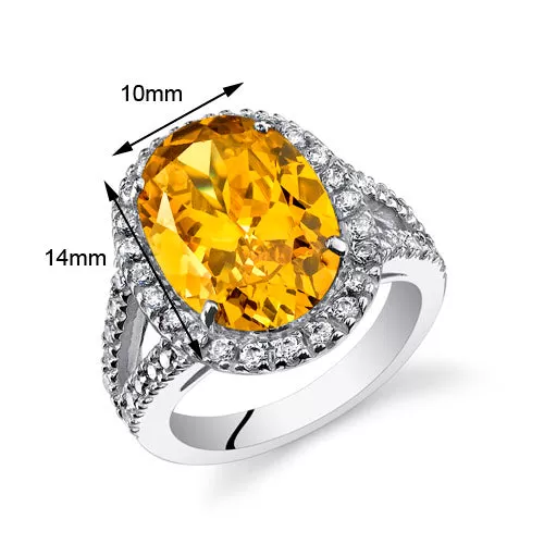 Citrine Oval Cut Sterling Silver Ring Size 6