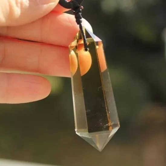 Citrine Quartz Crystal 6 sided Point Pendant