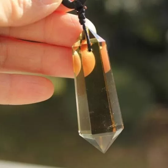 Citrine Quartz Crystal 6 sided Point Pendant