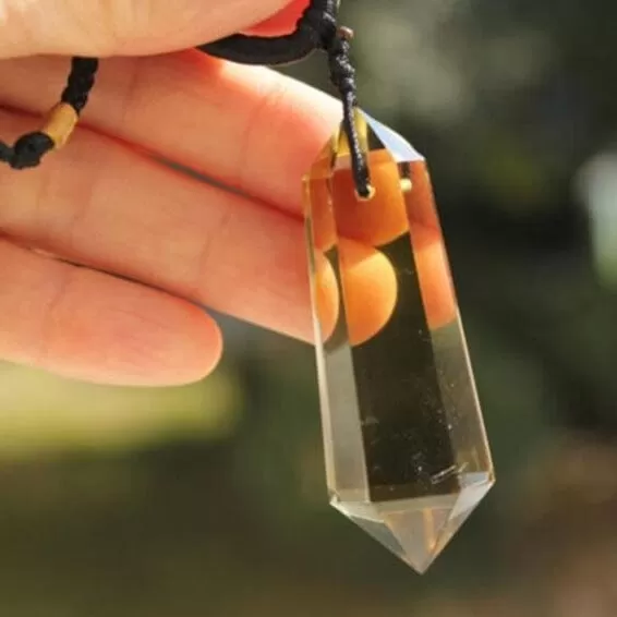 Citrine Quartz Crystal 6 sided Point Pendant