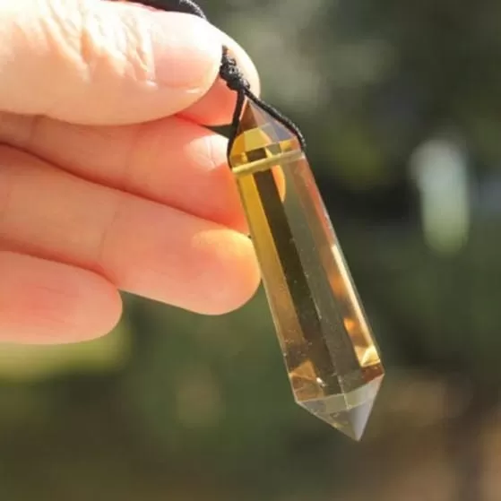 Citrine Quartz Crystal 6 sided Point Pendant