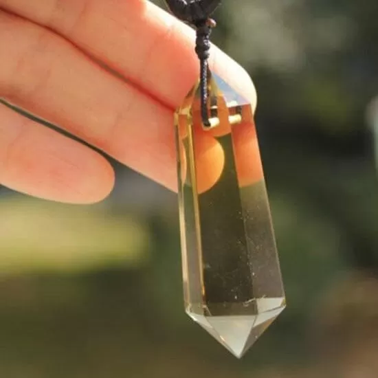 Citrine Quartz Crystal 6 sided Point Pendant