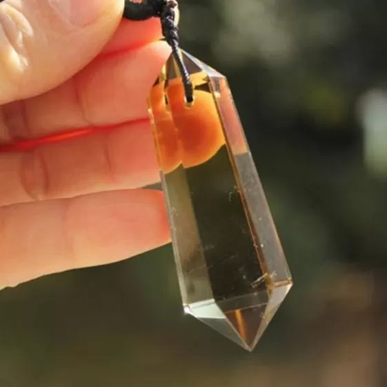 Citrine Quartz Crystal 6 sided Point Pendant