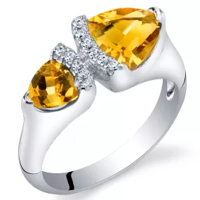 Citrine Trillion Sterling Silver Ring Size 9