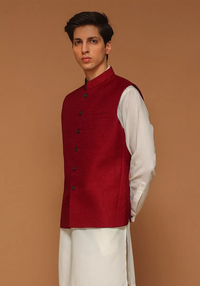 Classic Kambal Jamawar Rhubarb Traditional Waistcoat