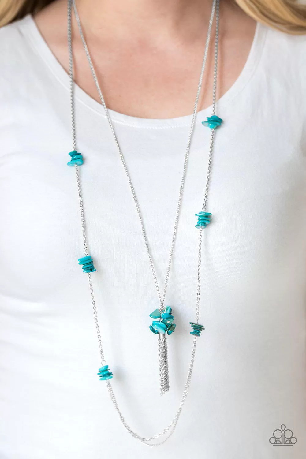 Cliff Cache Blue Stone Necklace - Paparazzi Accessories