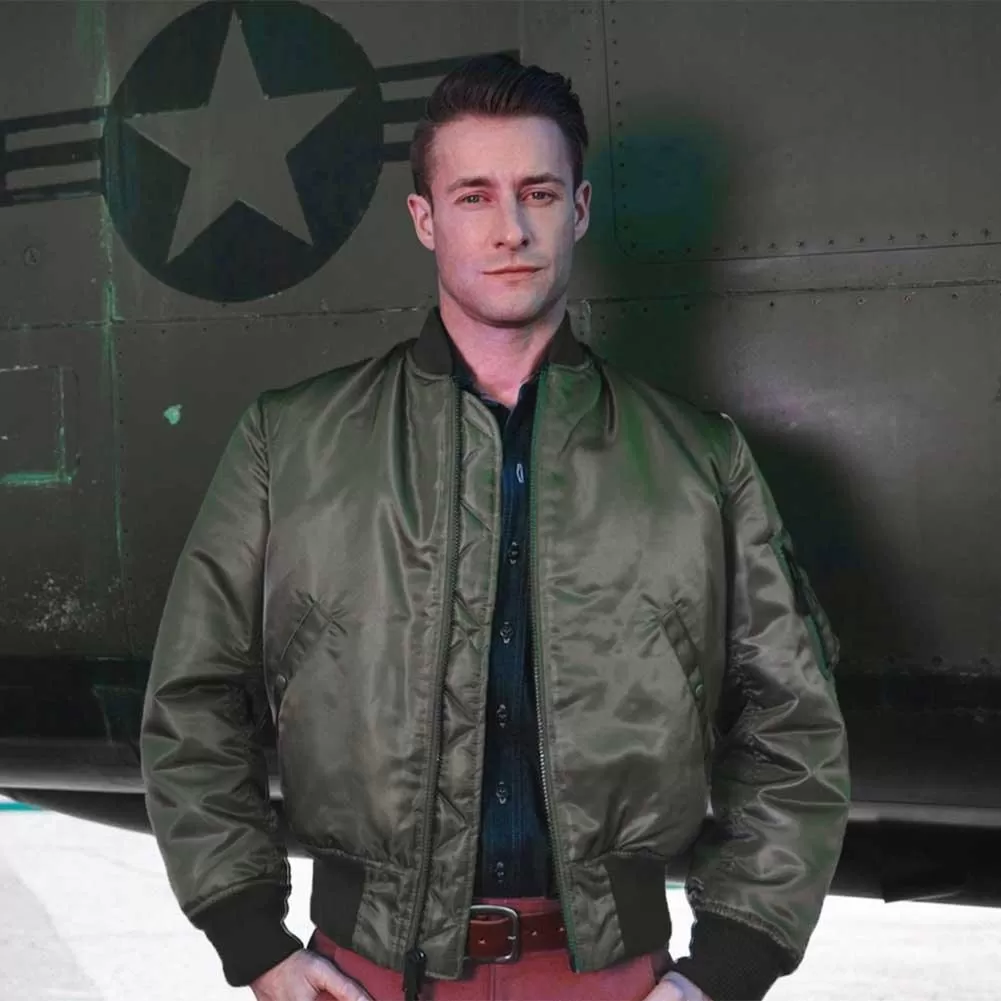 Cockpit USA Mens MA-1 Nylon Satin Flight Jacket