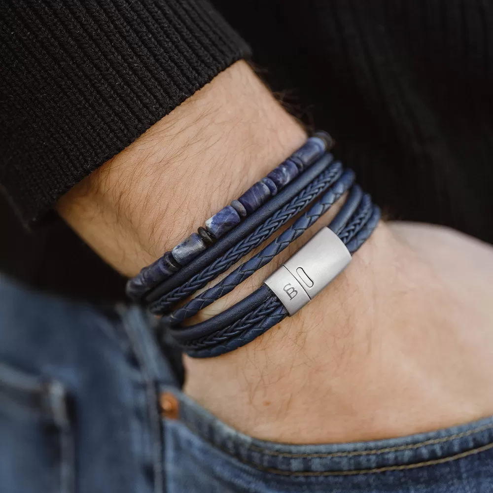 Colourful Cal Barrel Gemstone Bracelet Matt Sodalite