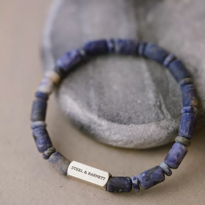 Colourful Cal Barrel Gemstone Bracelet Matt Sodalite