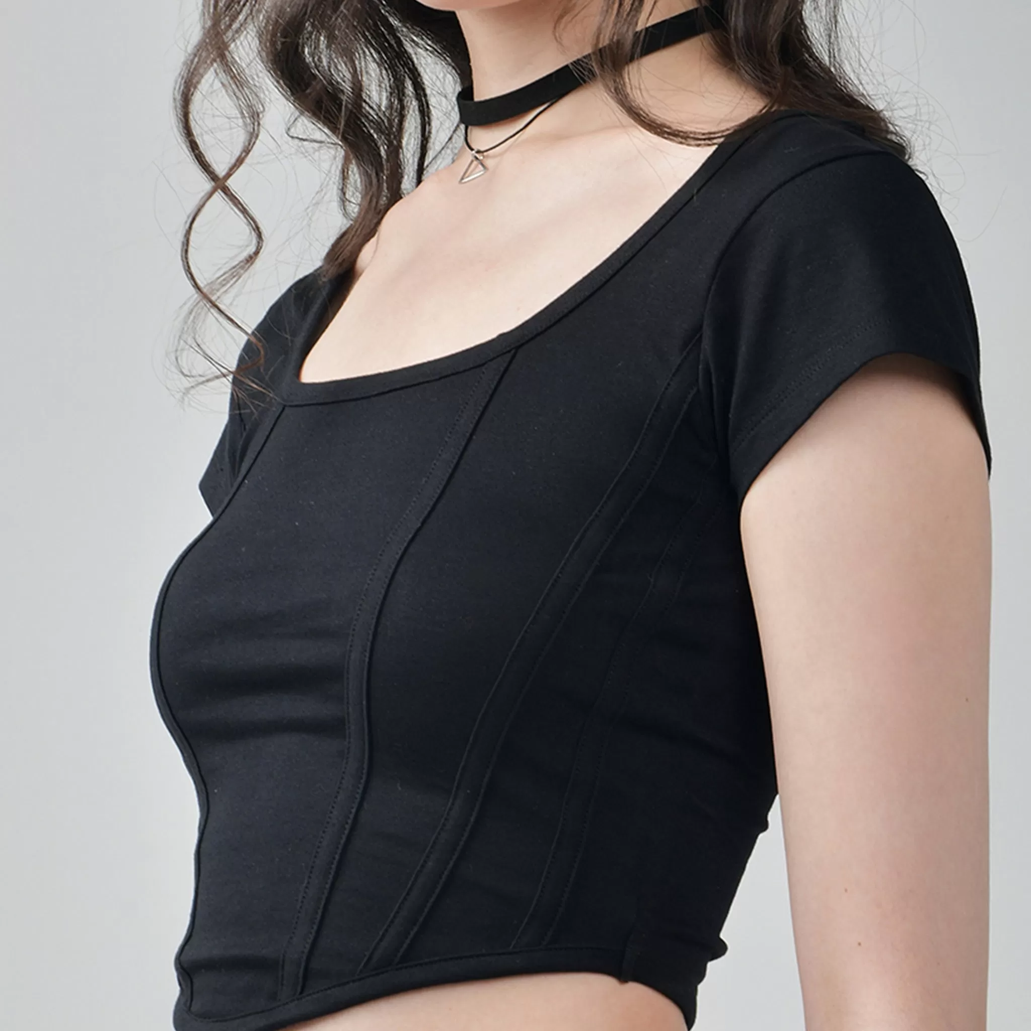 Corset Crop Top - Black