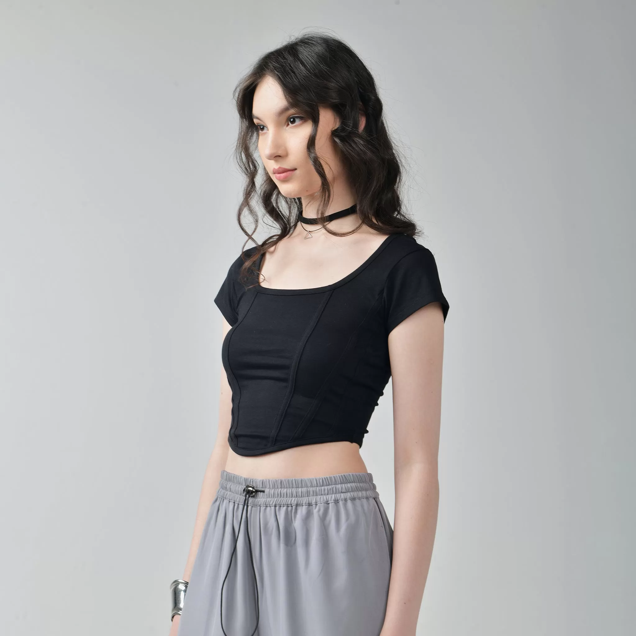 Corset Crop Top - Black