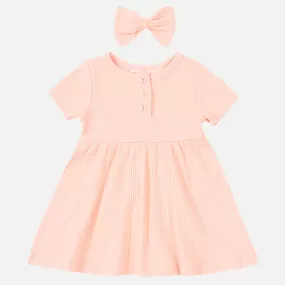 Cozy Basic SS Dress - Peach Dust