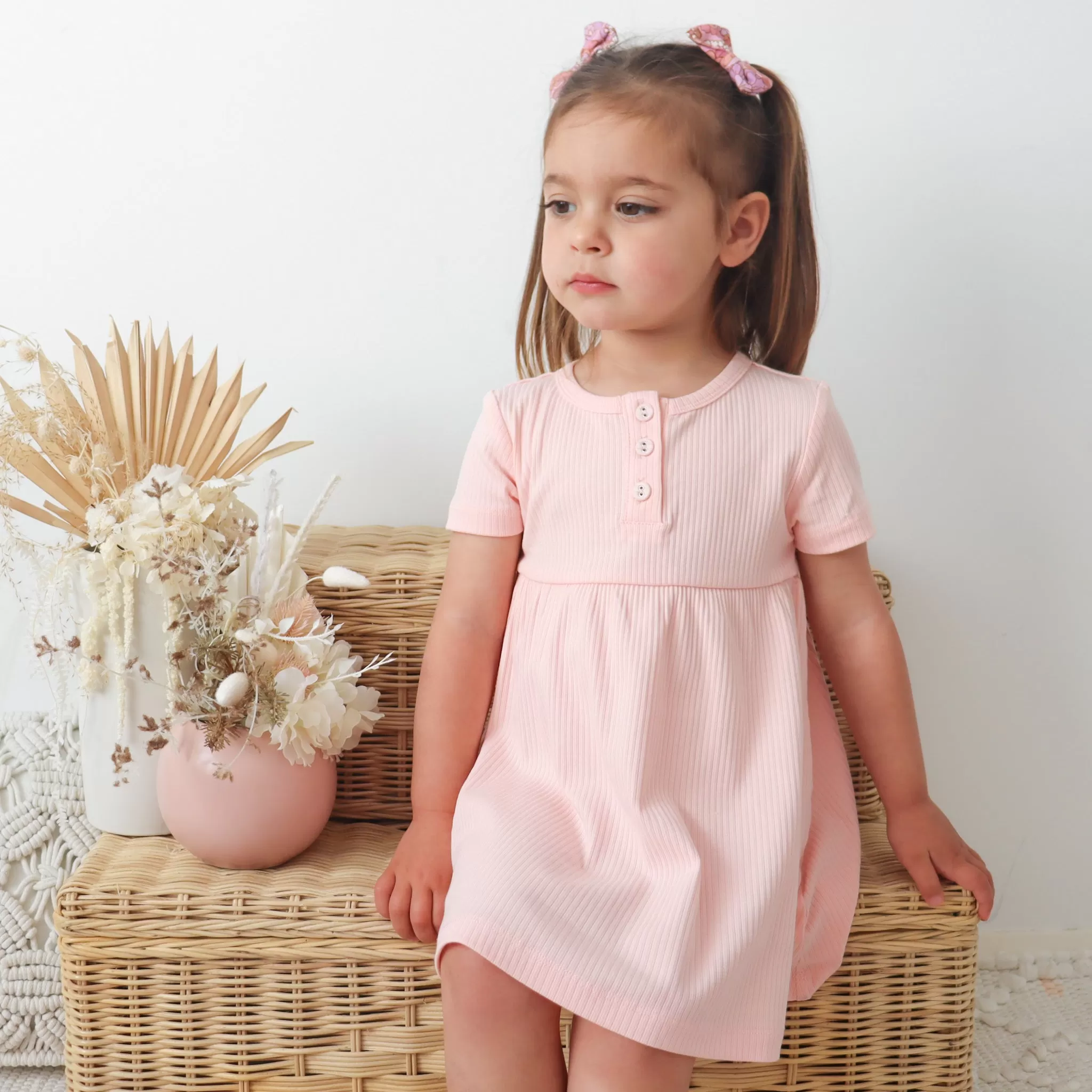 Cozy Basic SS Dress - Peach Dust