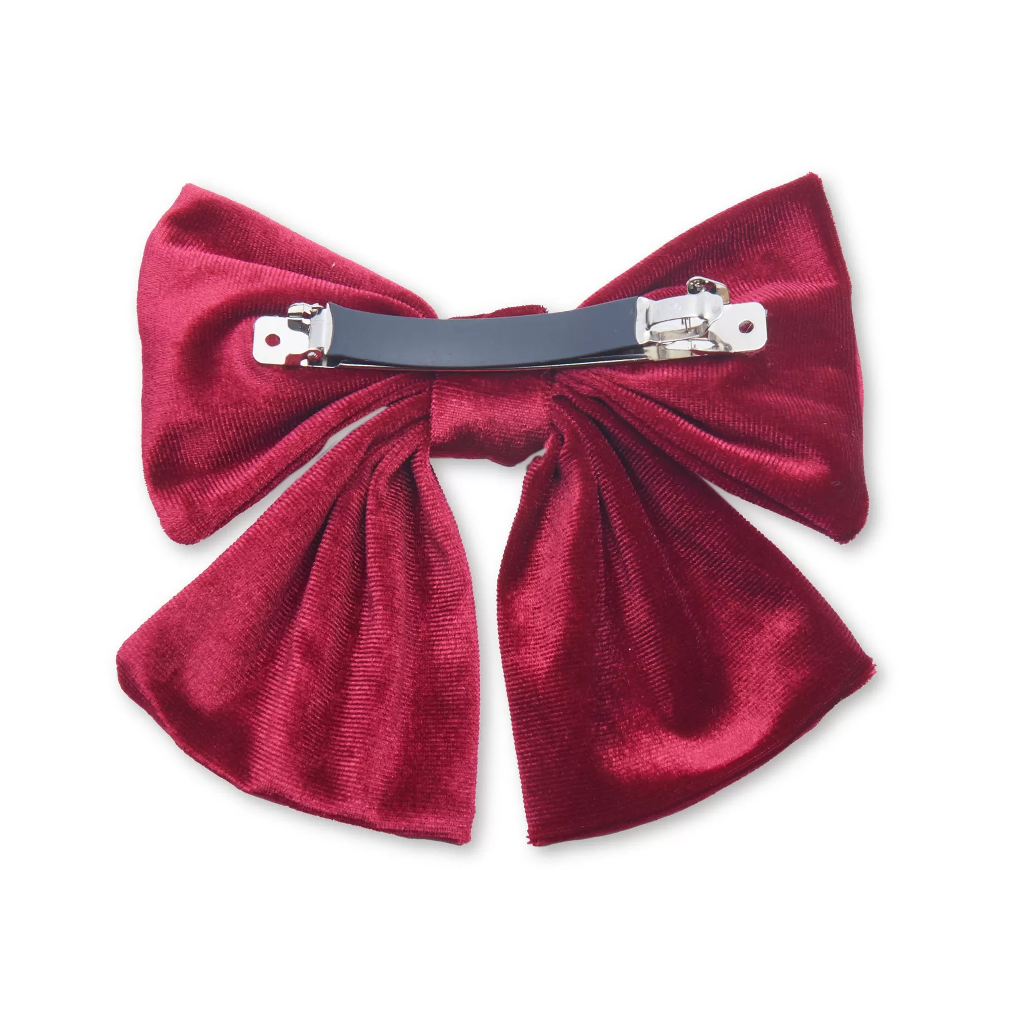 CRIMSON RED JUMBO VELVET BOW BARRETTE