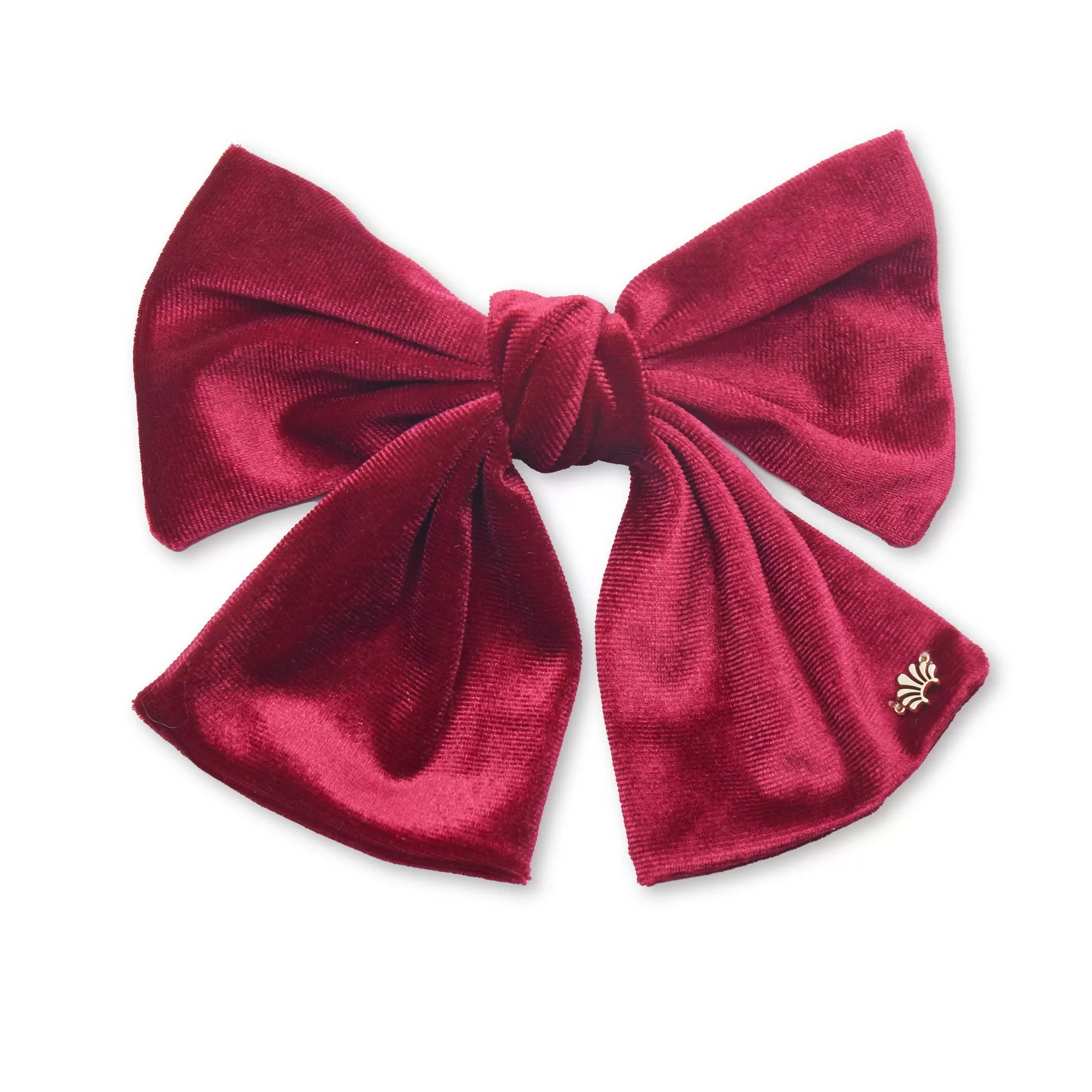 CRIMSON RED JUMBO VELVET BOW BARRETTE