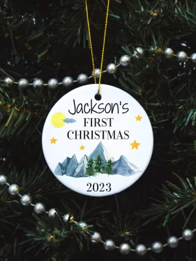 Custom Baby's First Christmas Mountains Ornament