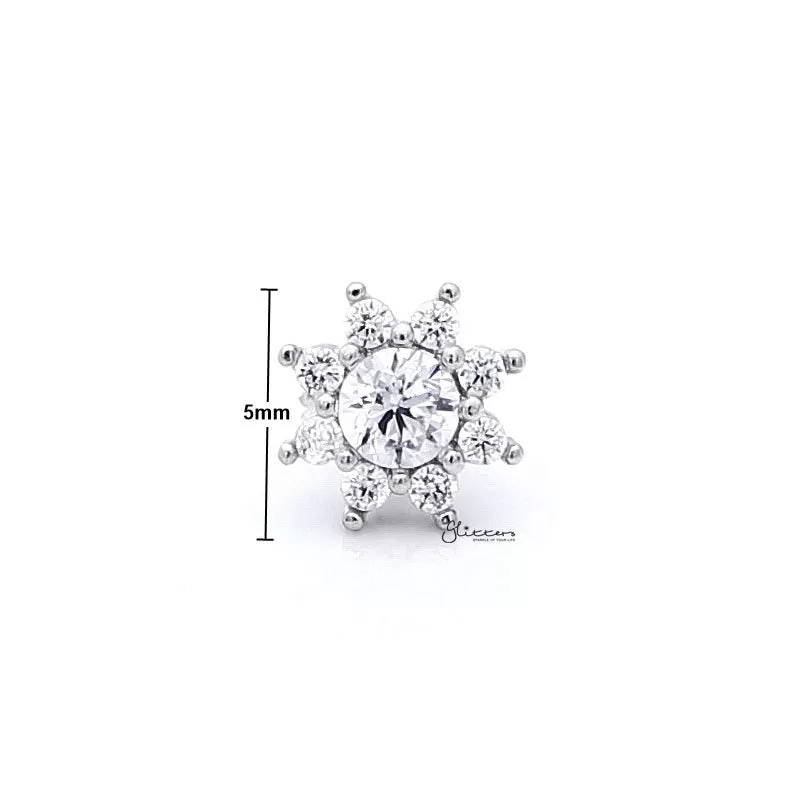 C.Z Flower Cartilage Tragus Barbell - Ball End | Flat Back