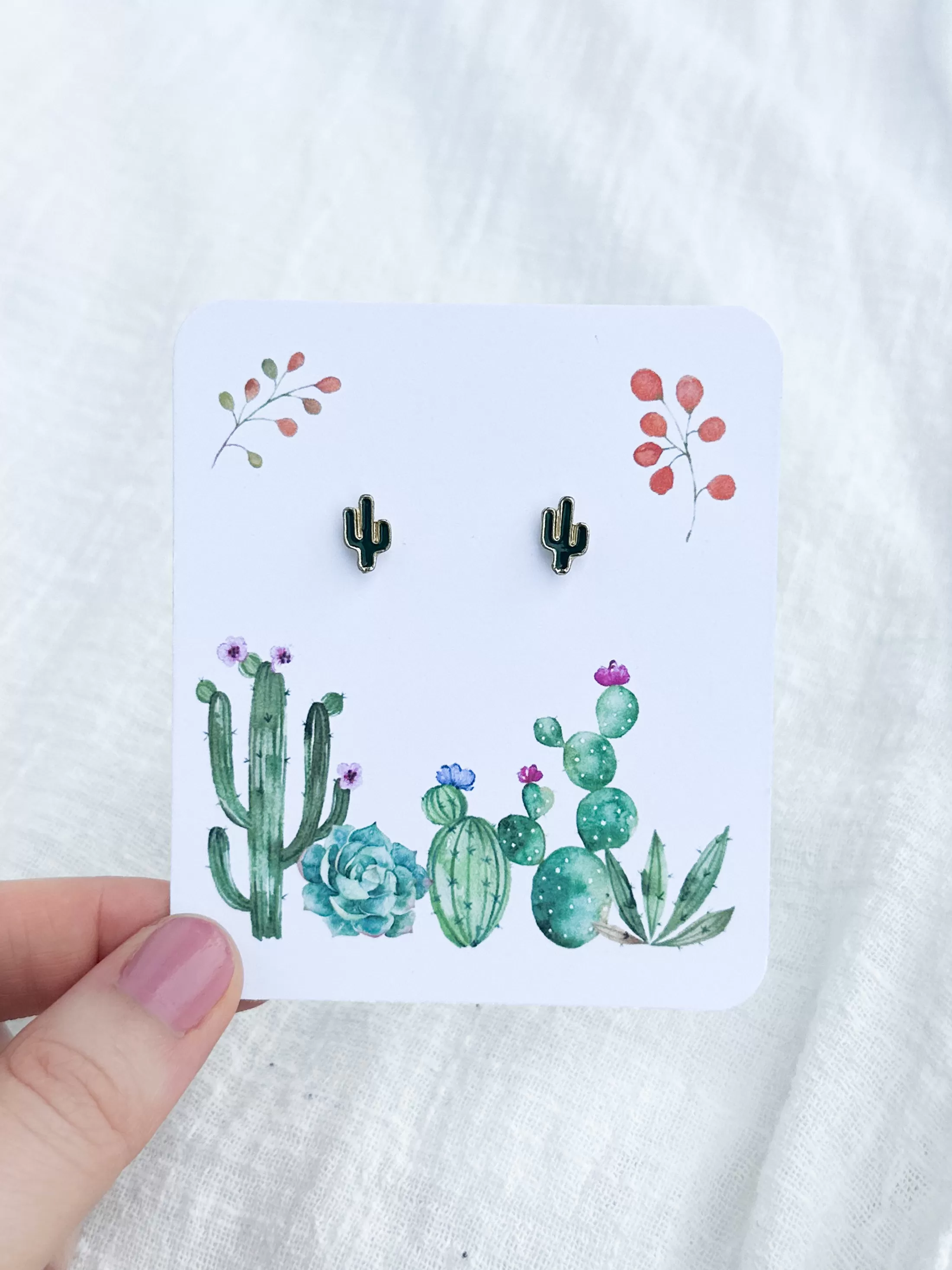 Dainty Cactus Stud Earrings