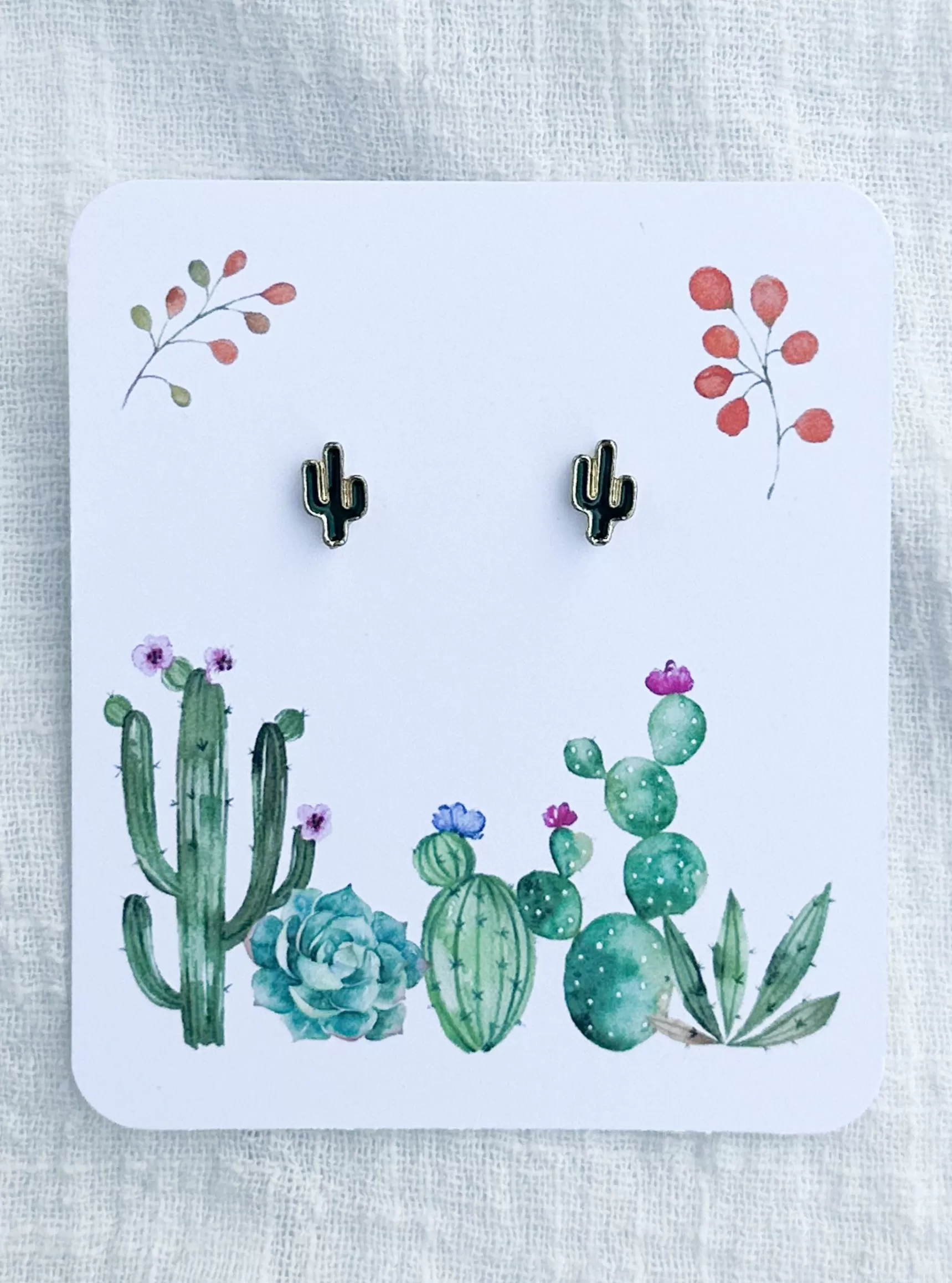 Dainty Cactus Stud Earrings