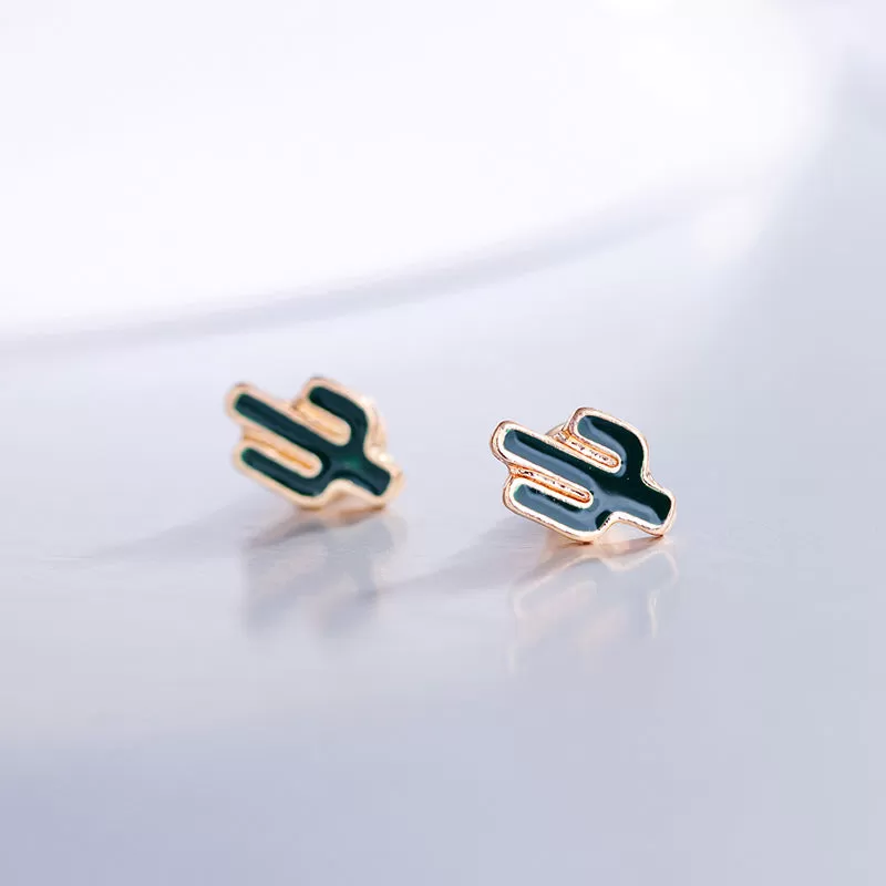 Dainty Cactus Stud Earrings