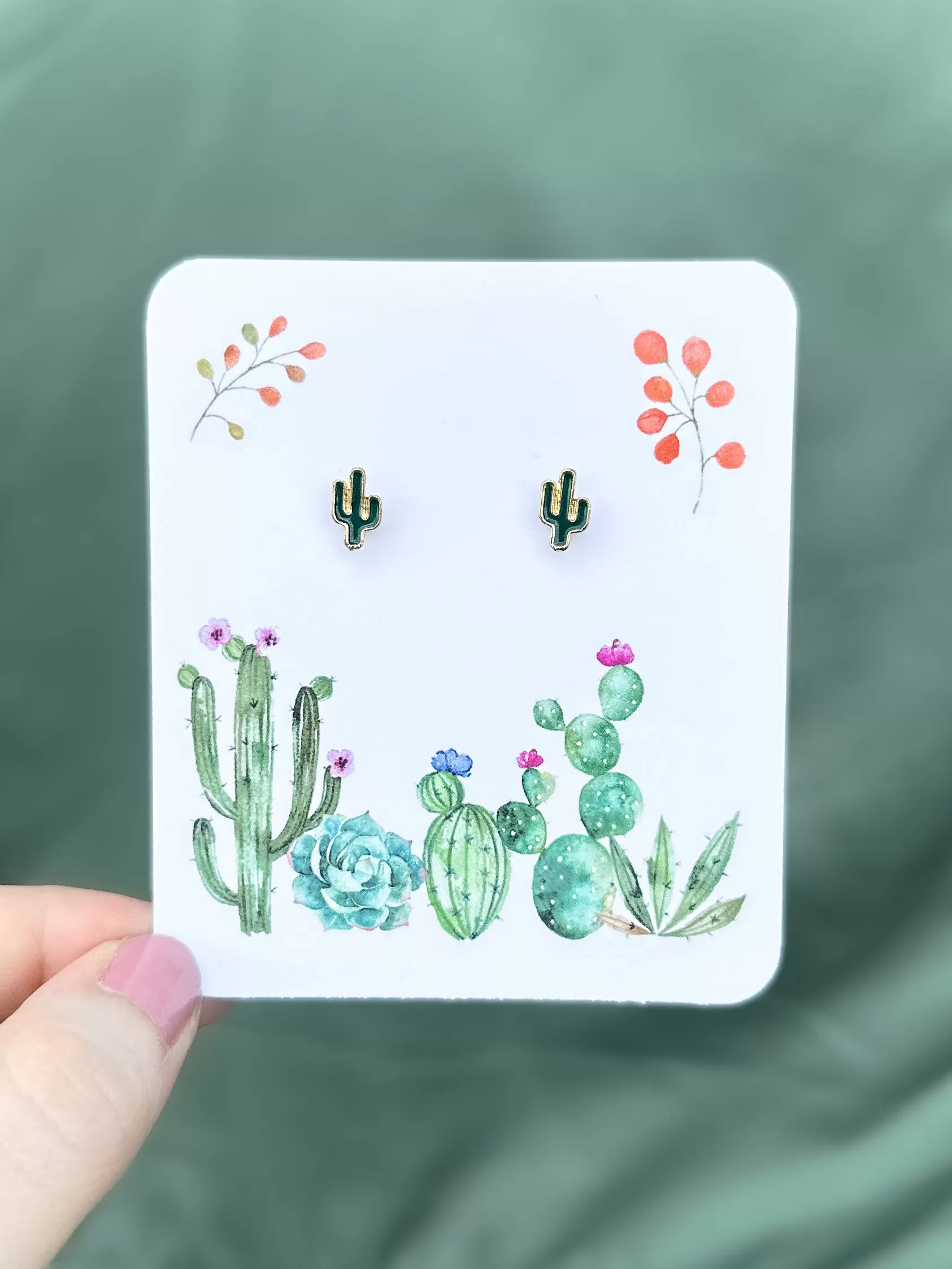 Dainty Cactus Stud Earrings