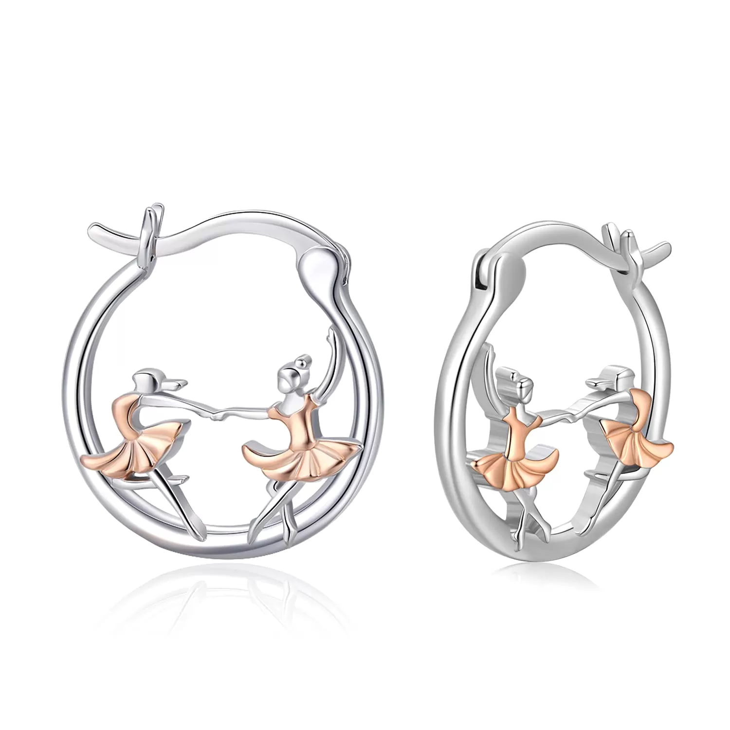 Dance Earrings Sterling Silver Ballerina Huggie Hoop Earrings Cartilage Earrings for Sensitive Ears Ballet Dancer Gifts for Women Girls