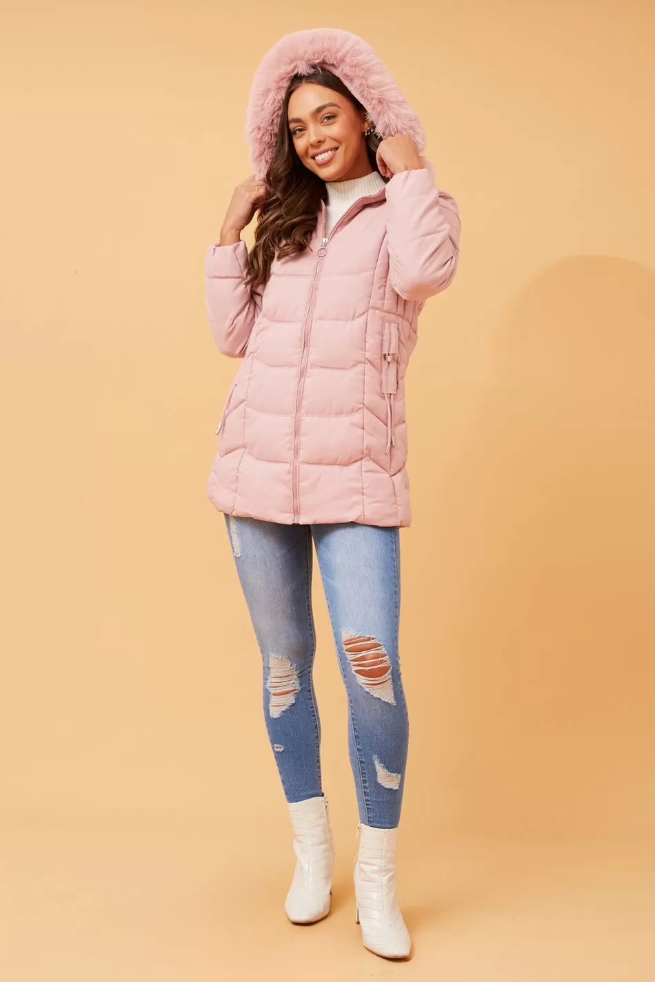 ELAINE FUR HOOD PUFFER COAT