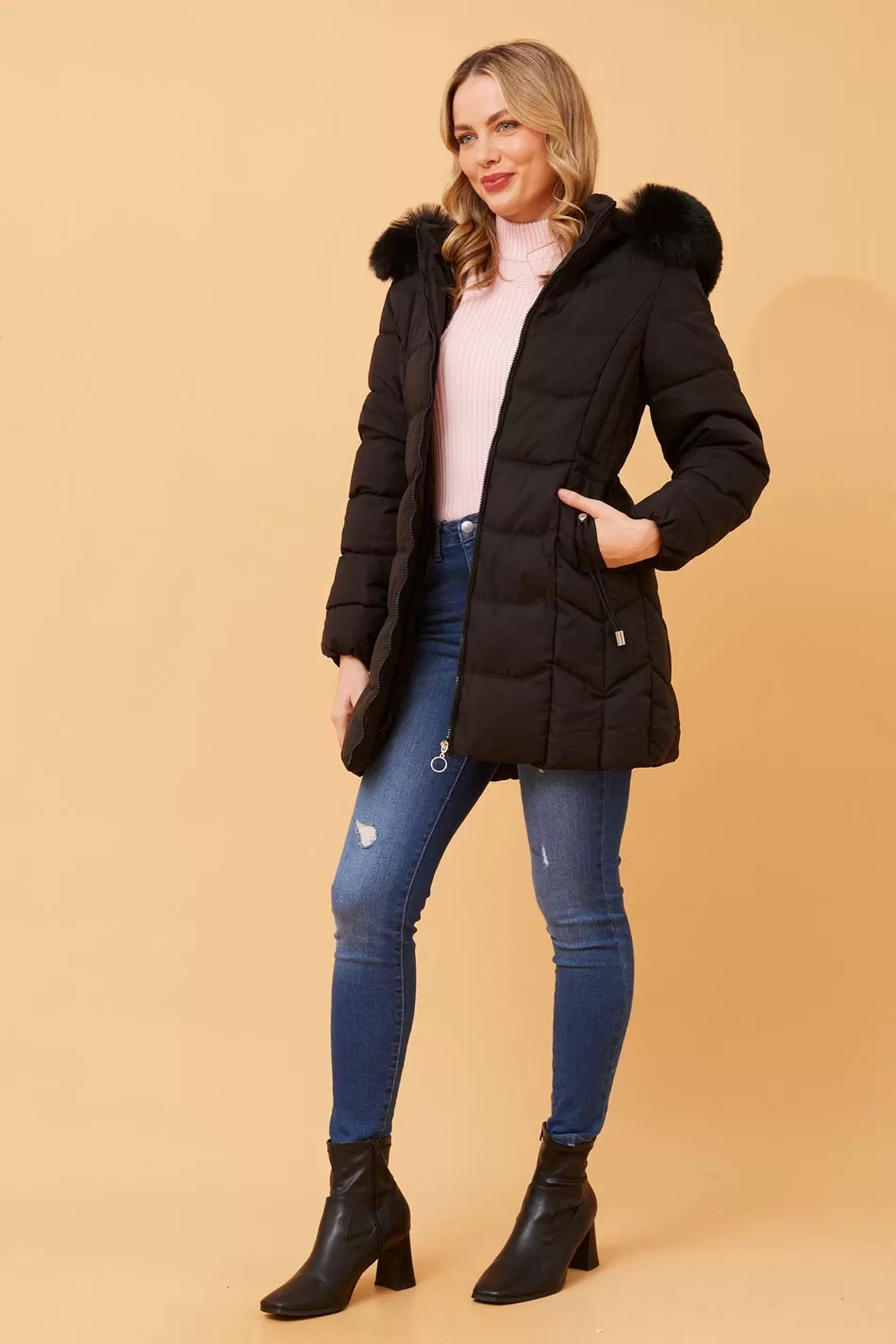 ELAINE FUR HOOD PUFFER COAT