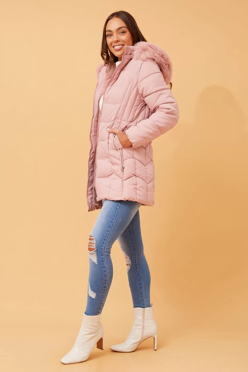 ELAINE FUR HOOD PUFFER COAT