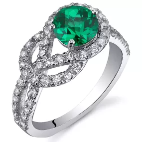 Emerald Round Cut Sterling Silver Ring Size 6