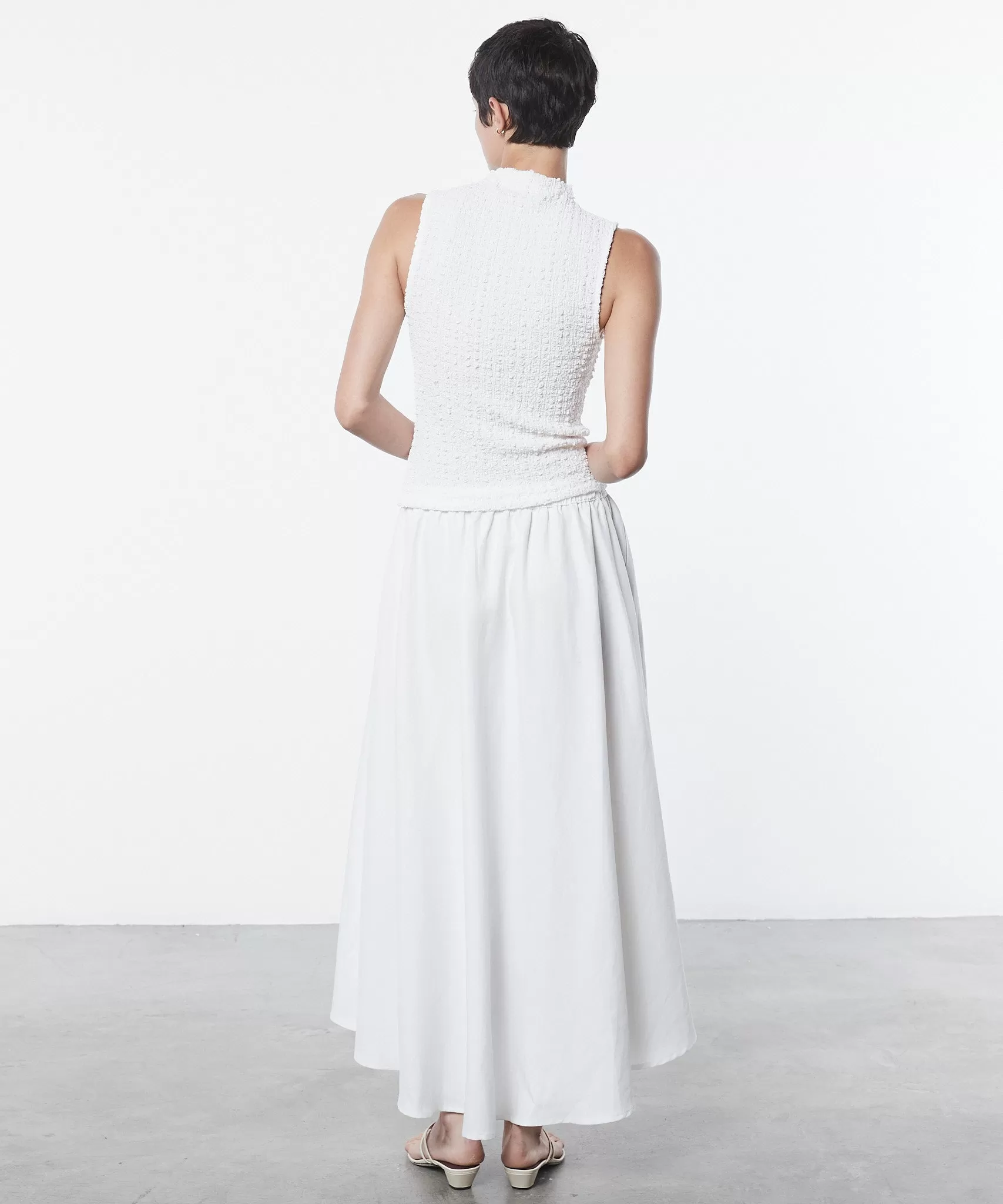 Enza Costa - Puckered Sleeveless Hi Neck - Undyed