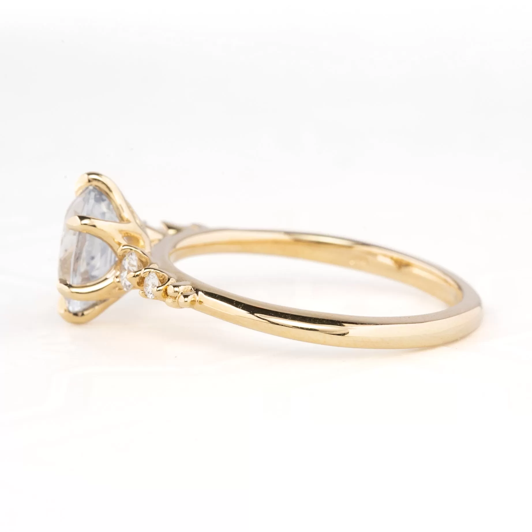 Estel Fleur Ring 1.62ct Light Blue Oval Unheated Sapphire, 14K Yellow Gold (One of a kind)