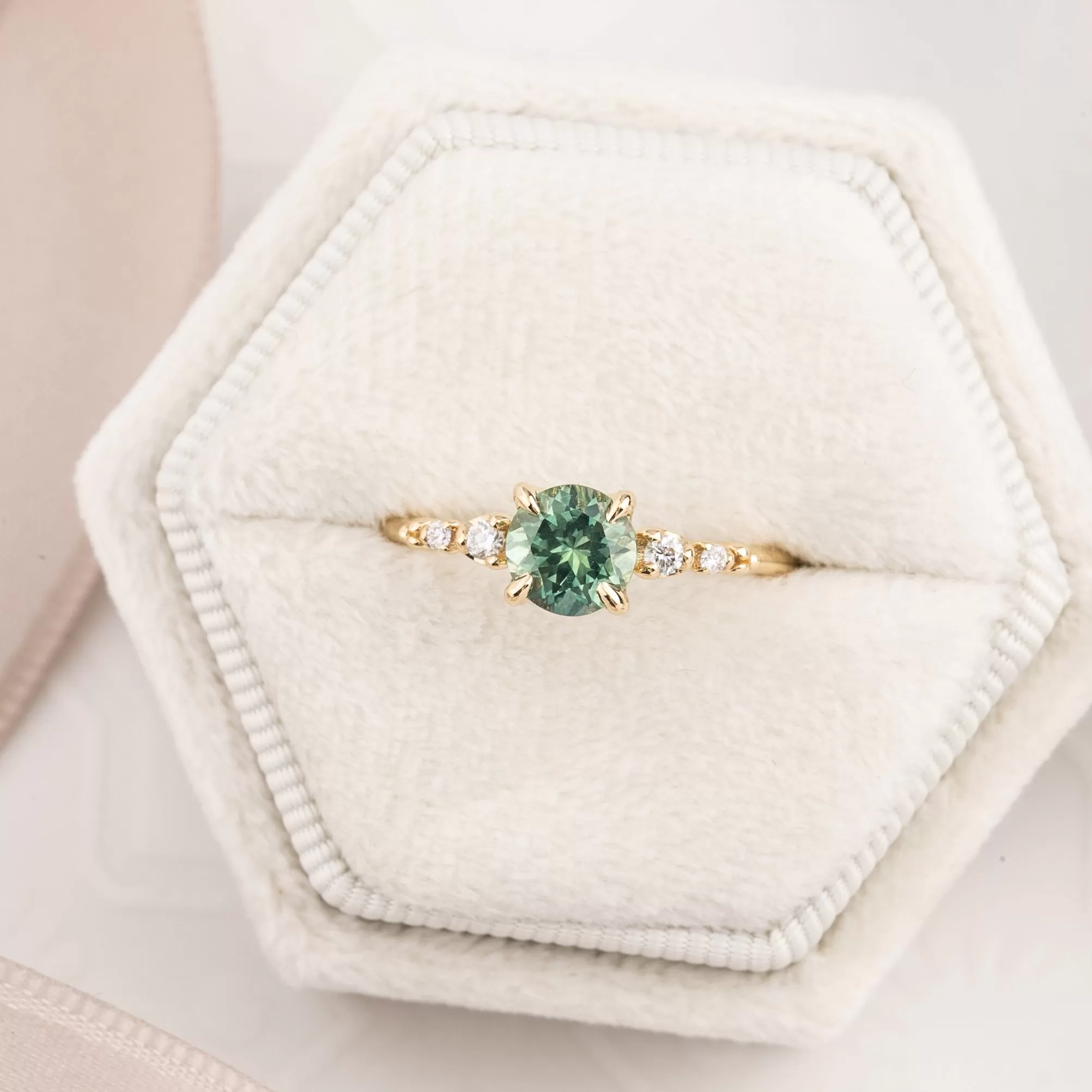 Estel Luxe Ring 1.06ct Green Montana Sapphire, 14k Yellow Gold (One of a kind)