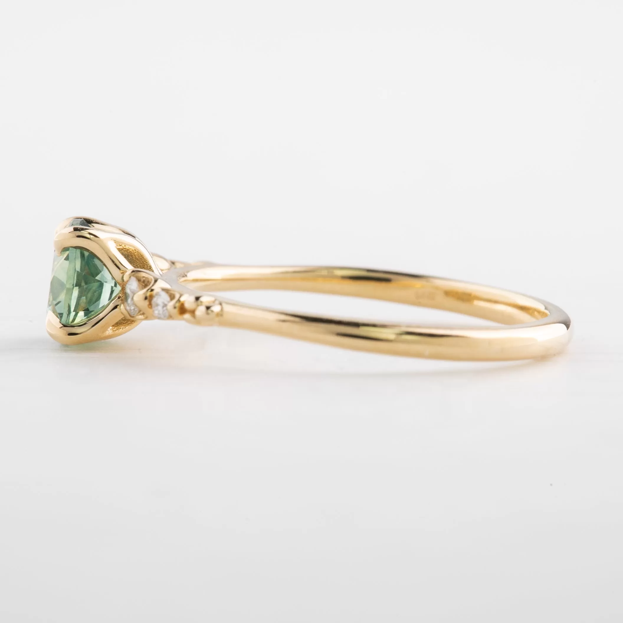 Estel Luxe Ring 1.06ct Green Montana Sapphire, 14k Yellow Gold (One of a kind)