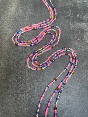 Extended Length 60 Inch Sweet Like Cotton Candy Tie On Waist Beads