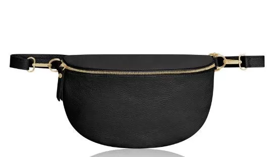 Fabucci Black Leather Large Bum Bag