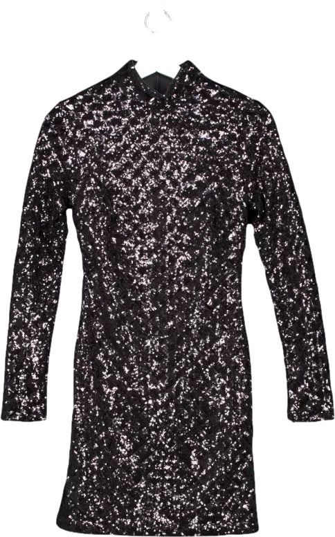 Fashion Nova Black Caught Your Gaze Sequin Mini Dress UK XS