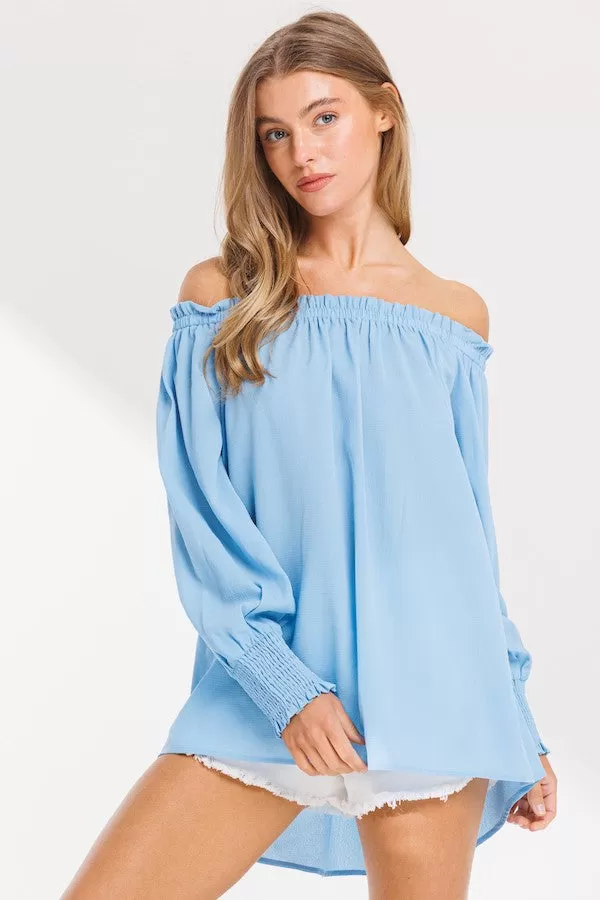 Feeling Blue Off Shoulder Top