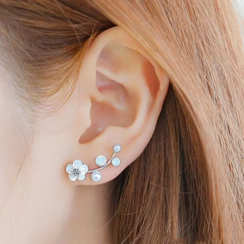 Flirty Floral Dainty White Post Earrings