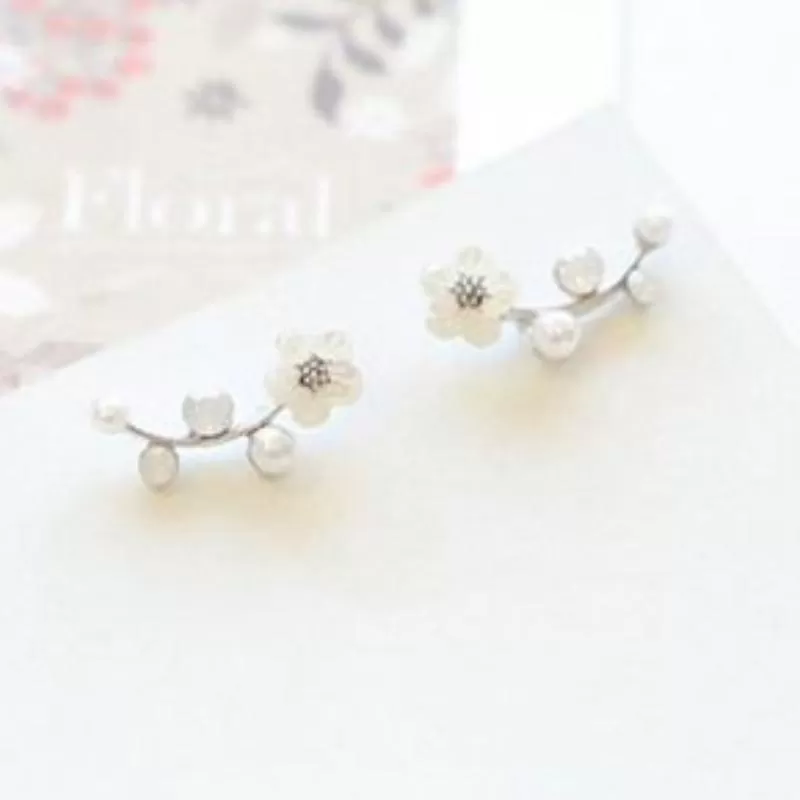 Flirty Floral Dainty White Post Earrings