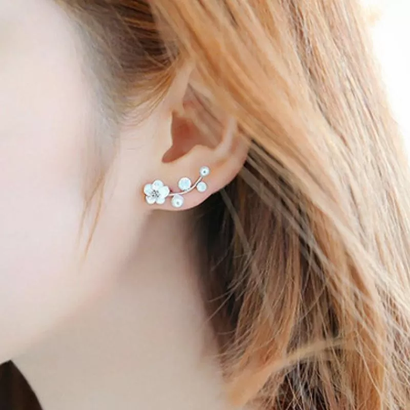 Flirty Floral Dainty White Post Earrings