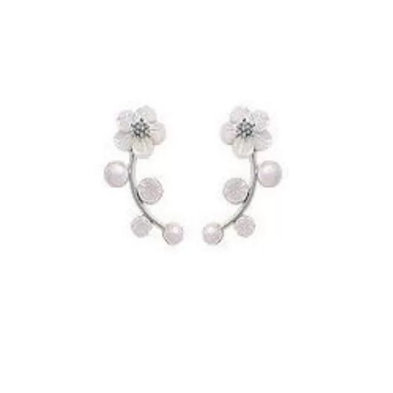 Flirty Floral Dainty White Post Earrings