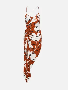 Floral Print Draped Slip Dress